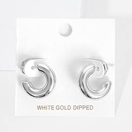 White Gold Dipped Metal Hoop Earrings