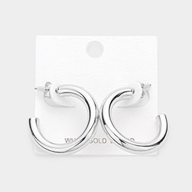 White Gold Dipped 1.25 Inch Metal Hoop Earrings