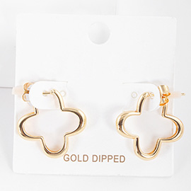 Gold Dipped Metal Quatrefoil Earrings