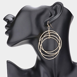 Multi Layered Open Metal Circle Link Dangle Earrings