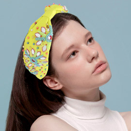 Beaded Mirror Flower Knot Burnout Headband