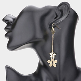Triple Metal Flower Accented Dangle Earrings