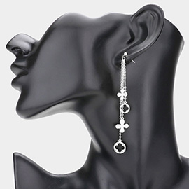 Metal Quatrefoil Accented Dangle Earrings