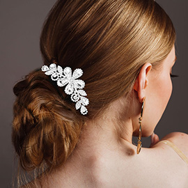 Teardrop Stone Cluster Flower Accented Hair Comb