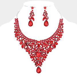 Multi Stone Embellished Evening Necklace