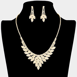 Rhinestone Pave Marquise Cluster Necklace