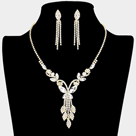 Butterfly Accented Rhinestone Necklace