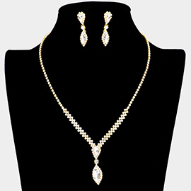 Teardrop Marquise Stone Accented Rhinestone Necklace