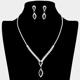 Teardrop Marquise Stone Accented Rhinestone Necklace