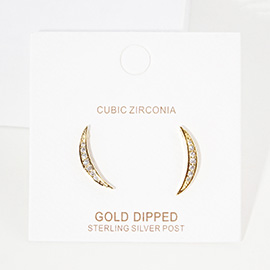 Gold Dipped CZ Embellished Crescent Moon Ear Crawlers