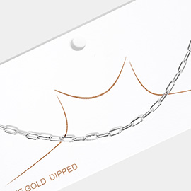 White Gold Dipped Brass Metal Chain Link Necklace