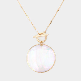 Mother of Pearl Pendant Toggle Necklace
