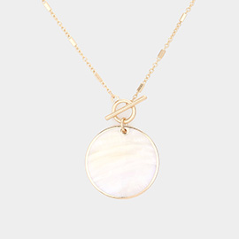Mother of Pearl Pendant Toggle Necklace