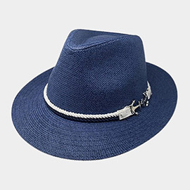 Anchor Band Accented Straw Panama Sun Hat