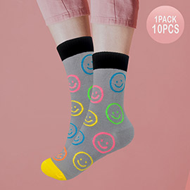10Pairs - Smile Patterned Socks