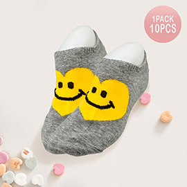 10Pairs - Smile Centered Heart Socks