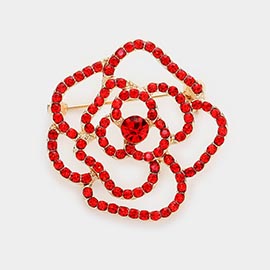Rhinestone Embellished Flower Pin Brooch