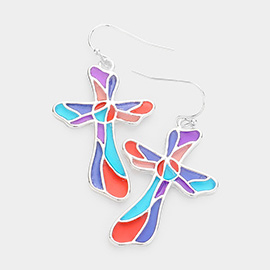 Colorful Cross Dangle Earrings
