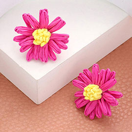 Raffia Flower Stud Earrings