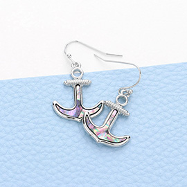 Abalone Anchor Dangle Earrings