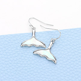Mother of Pearl Whale Tail Dangle Earrings