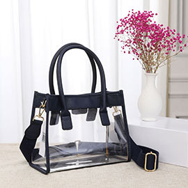 Faux Leather Transparent Tote / Crossbody Bag