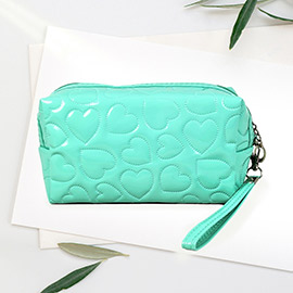 Heart Patterned Solid Pouch Bag