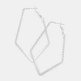 Angled Textured Metal Hoop Earrings