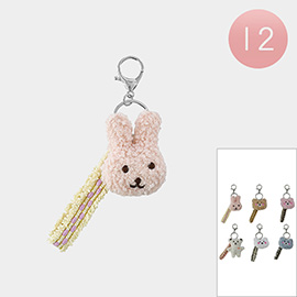 12PCS - Bunny Bear Animal Strap Keychains