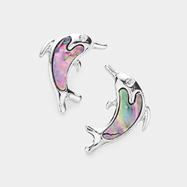 Abalone Dolphin Stud Earrings