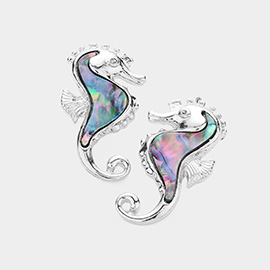 Abalone Seahorse Stud Earrings