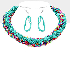 Braided Colorful Seed Beaded Necklace