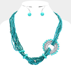 Knot Seed Beaded Multi Layered Necklace