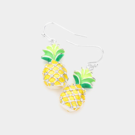 Rhinestone Embellished Pineapple Dangle Earrings