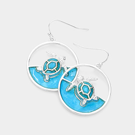 Turtle Accented Round Dangle Earrings