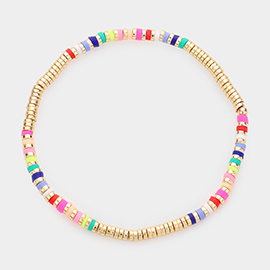 Heishi Bead Accented Stretch Bracelet