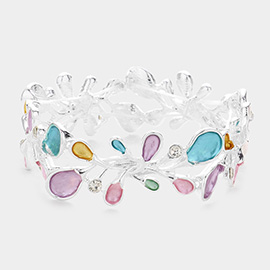 Colored Metal Sprout Cluster Stretch Bracelet