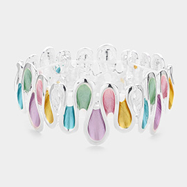 Colored Abstract Metal Stretch Bracelet