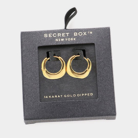 Secret Box _ 14K Gold Dipped Metal Huggie Hoop Earrings