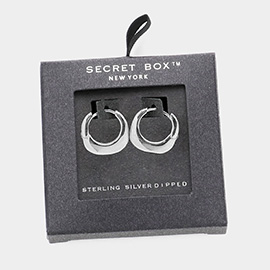 Secret Box _ Sterling Silver Dipped Metal Huggie Hoop Earrings