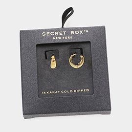 Secret Box _ 14K Gold Dipped Metal Huggie Hoop Earrings