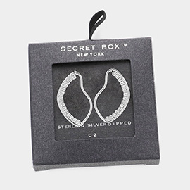Secret Box _ Sterling Silver Dipped CZ Abstract Open Metal Earrings