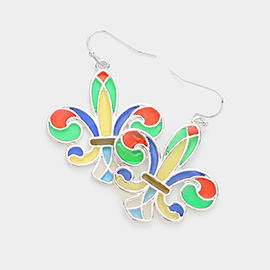 Colorful Fleur de Lis Dangle Earrings