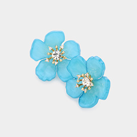 Stone Centered Resin Flower Stud Earrings