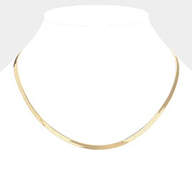 Gold Plated 18 Inch 4mm Herringbone Metal Chain Necklace