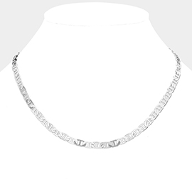 Silver Plated 18 Inch 4mm Mariner Metal Chain Necklace