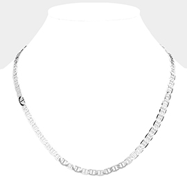 Silver Plated 20 Inch 4mm Mariner Metal Chain Necklace