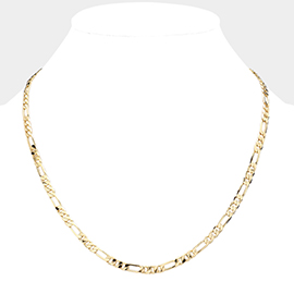 Gold Plated 20 Inch 5mm Figaro Metal Chain Necklace