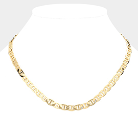 Gold Plated 18 Inch 7mm Mariner Metal Chain Necklace