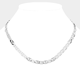 Silver Plated 18 Inch 7mm Mariner Metal Chain Necklace
